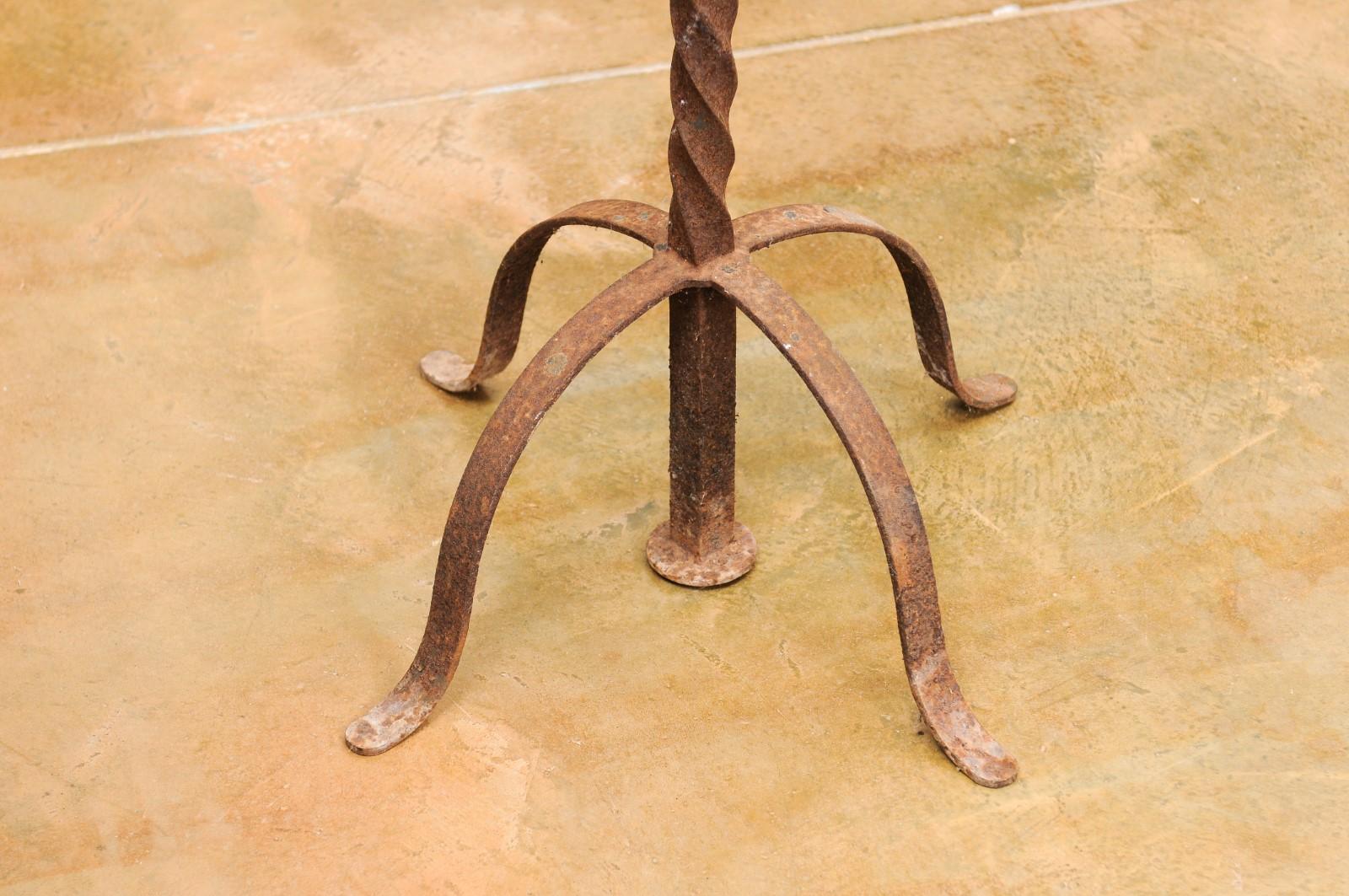 French Turn of the Century Iron Floor Standing Candelabra with Five Prickets For Sale 1