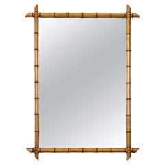 Miroir en faux bambou de style français du début du CIRCA, d'une couleur marron clair, circa 1900
