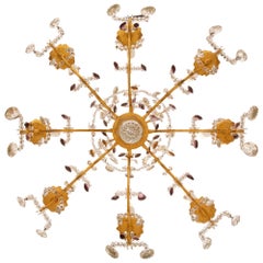 French Turn Of The Century Louis XV St. Gilt Metal And Crystal Chandelier
