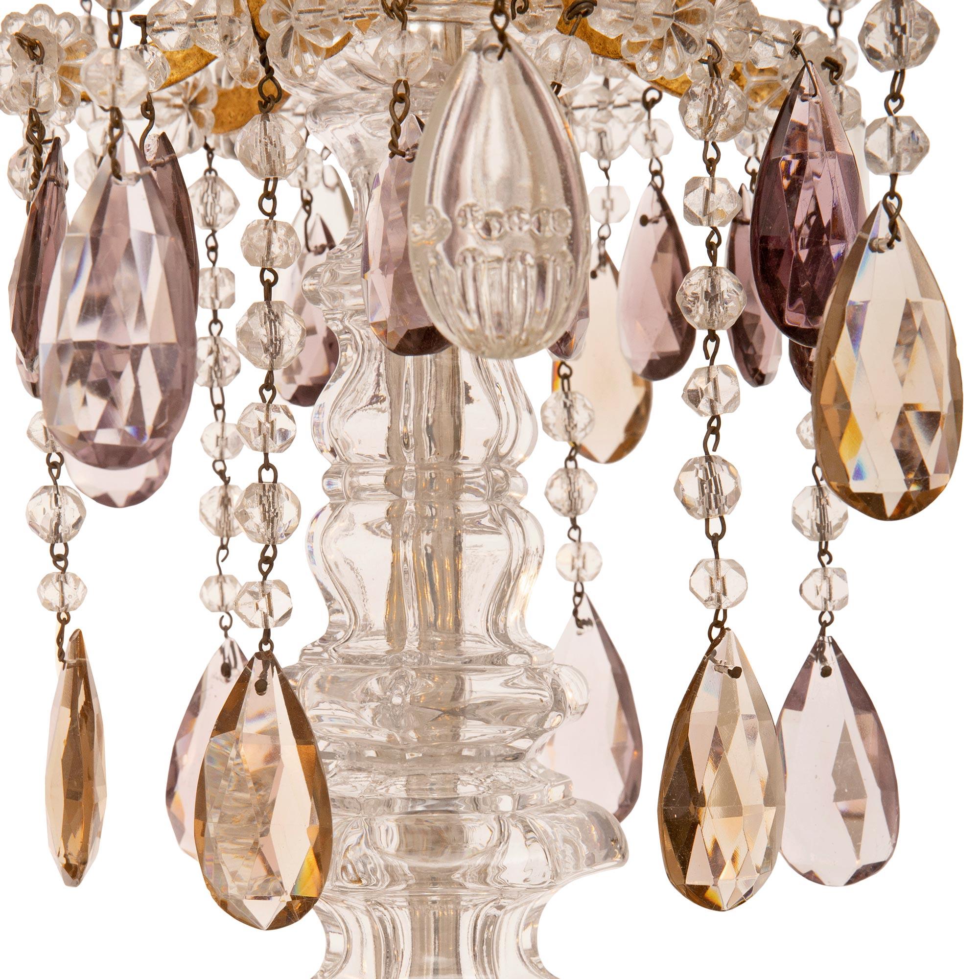 20th Century French Turn Of The Century Louis XV St. Gilt Metal And Crystal Chandelier For Sale