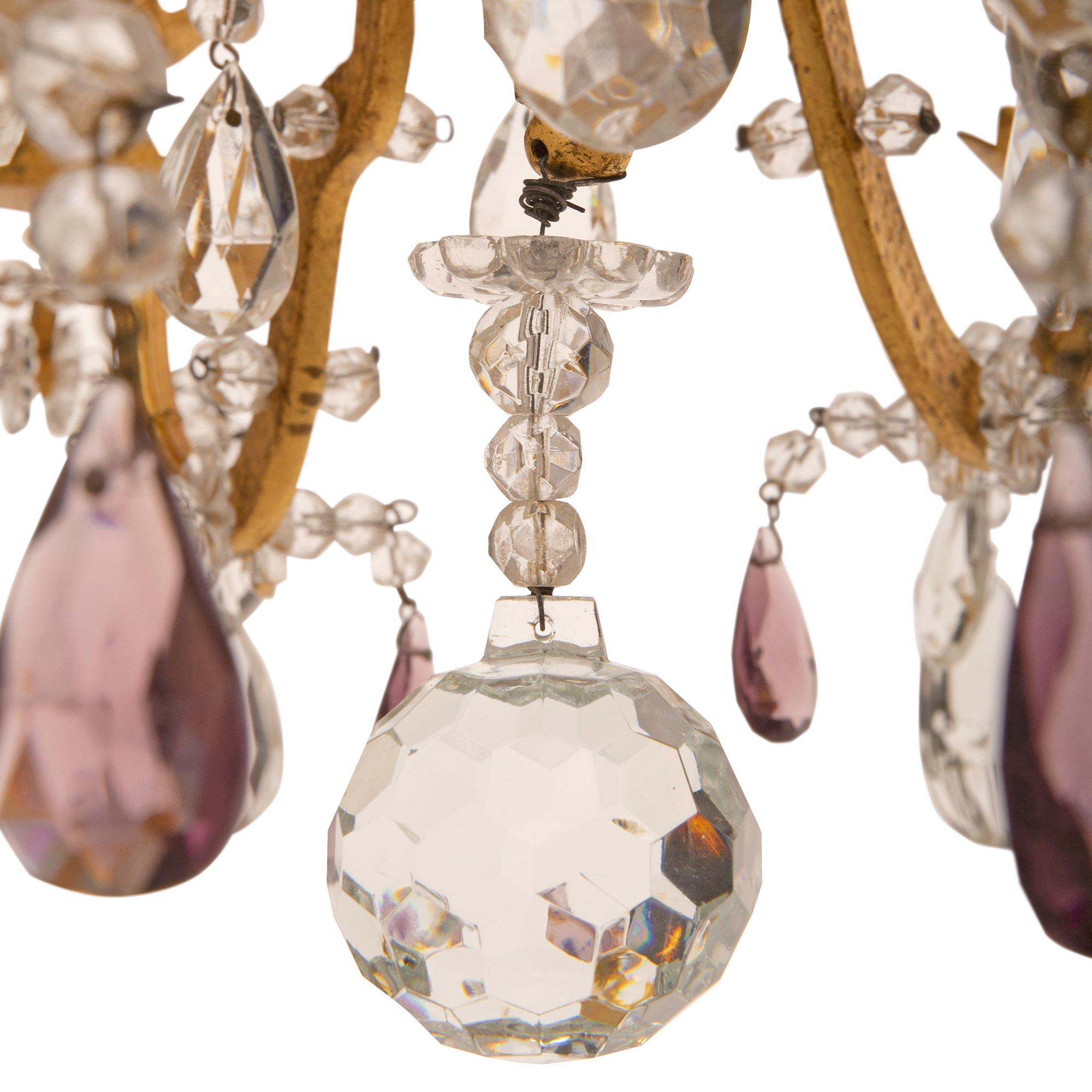 French Turn Of The Century Louis XV St. Gilt Metal And Crystal Chandelier For Sale 2