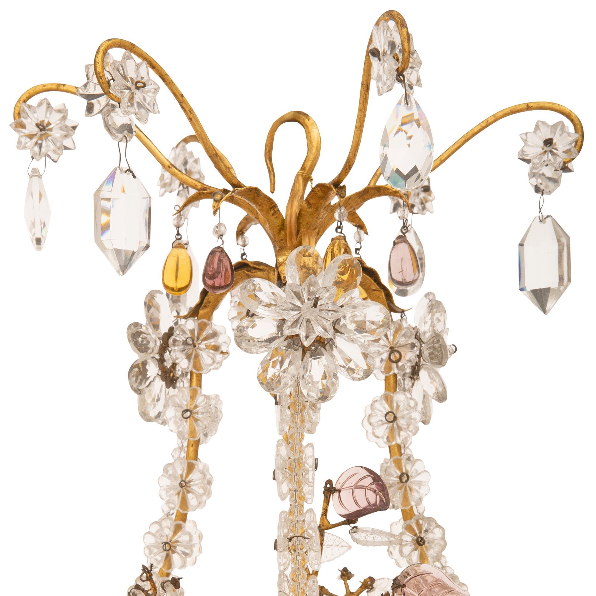 20th Century French Turn Of The Century Louis XV St. Gilt Metal & Baccarat Crystal Chandelier For Sale