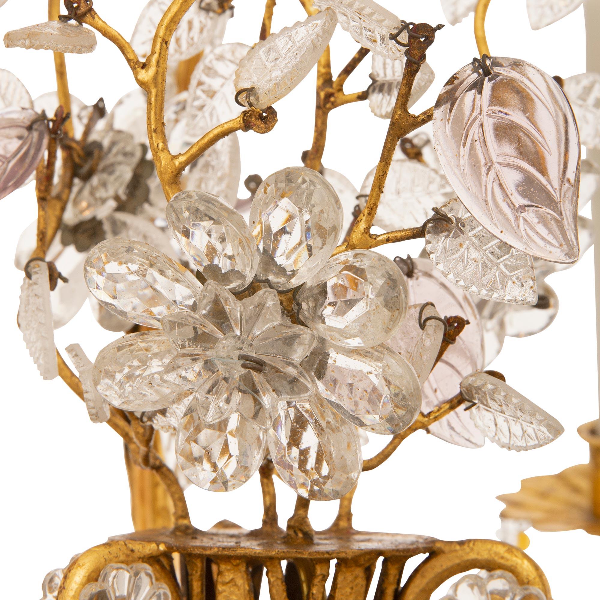French Turn Of The Century Louis XV St. Gilt Metal & Baccarat Crystal Chandelier For Sale 2