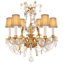 Vintage French Turn Of The Century Louis XV St. Gilt Metal & Baccarat Crystal Chandelier
