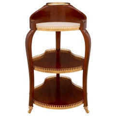 French Turn of the Century Louis XV St. Mahogany, Ormolu, and Marble Bar Cart