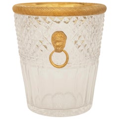 French Turn of the Century Louis XVI st. Baccarat Crystal and Ormolu ice bucket