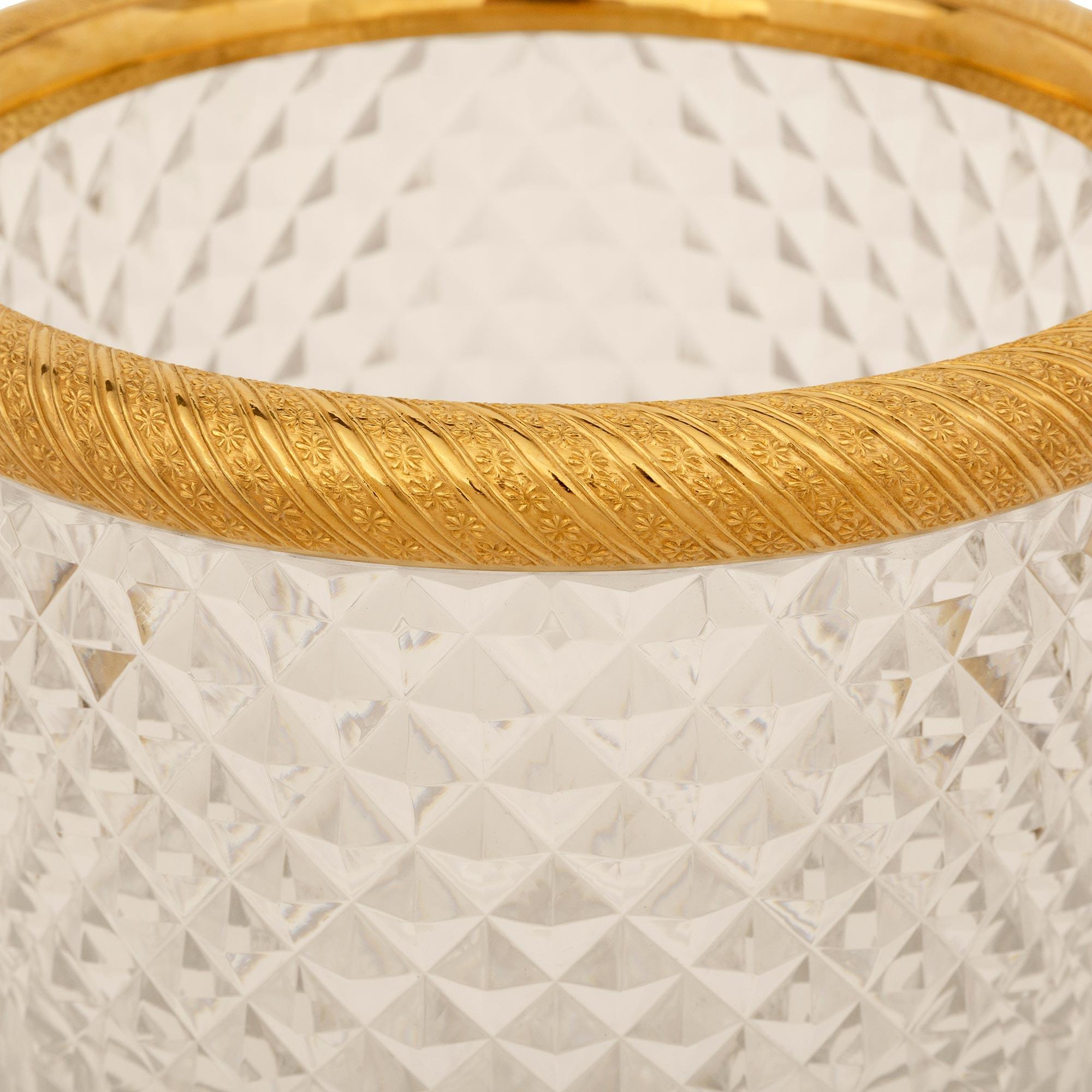 French Turn of the Century Louis XVI st. Baccarat Crystal and Ormolu ice bucket In Good Condition For Sale In West Palm Beach, FL
