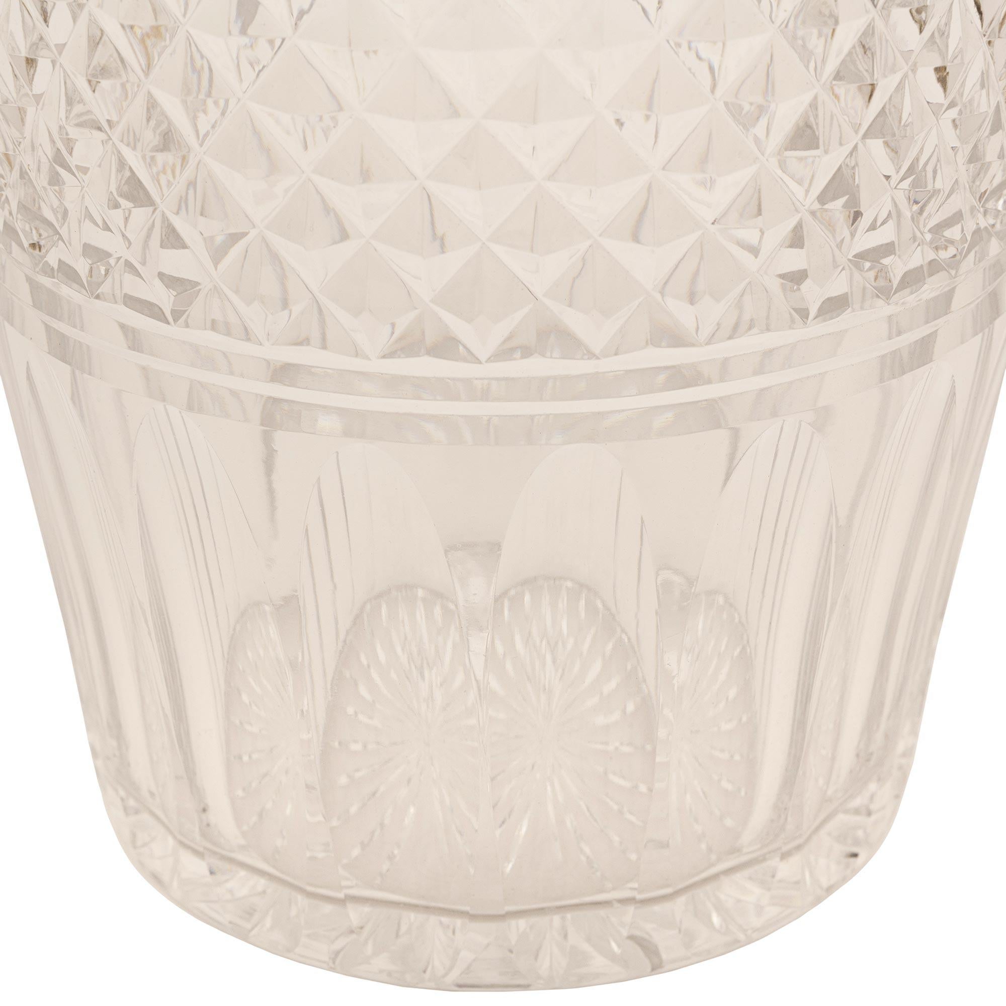 French Turn of the Century Louis XVI st. Baccarat Crystal and Ormolu ice bucket For Sale 1