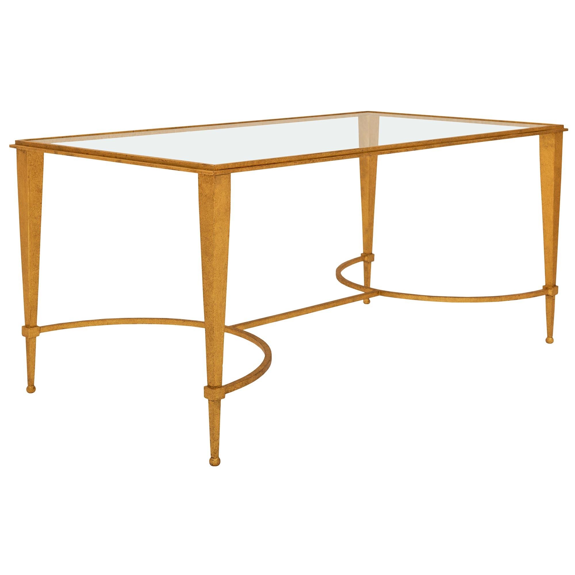 Gilt French Turn of the Century Louis XVI St. Coffee Table by Maison Ramsay