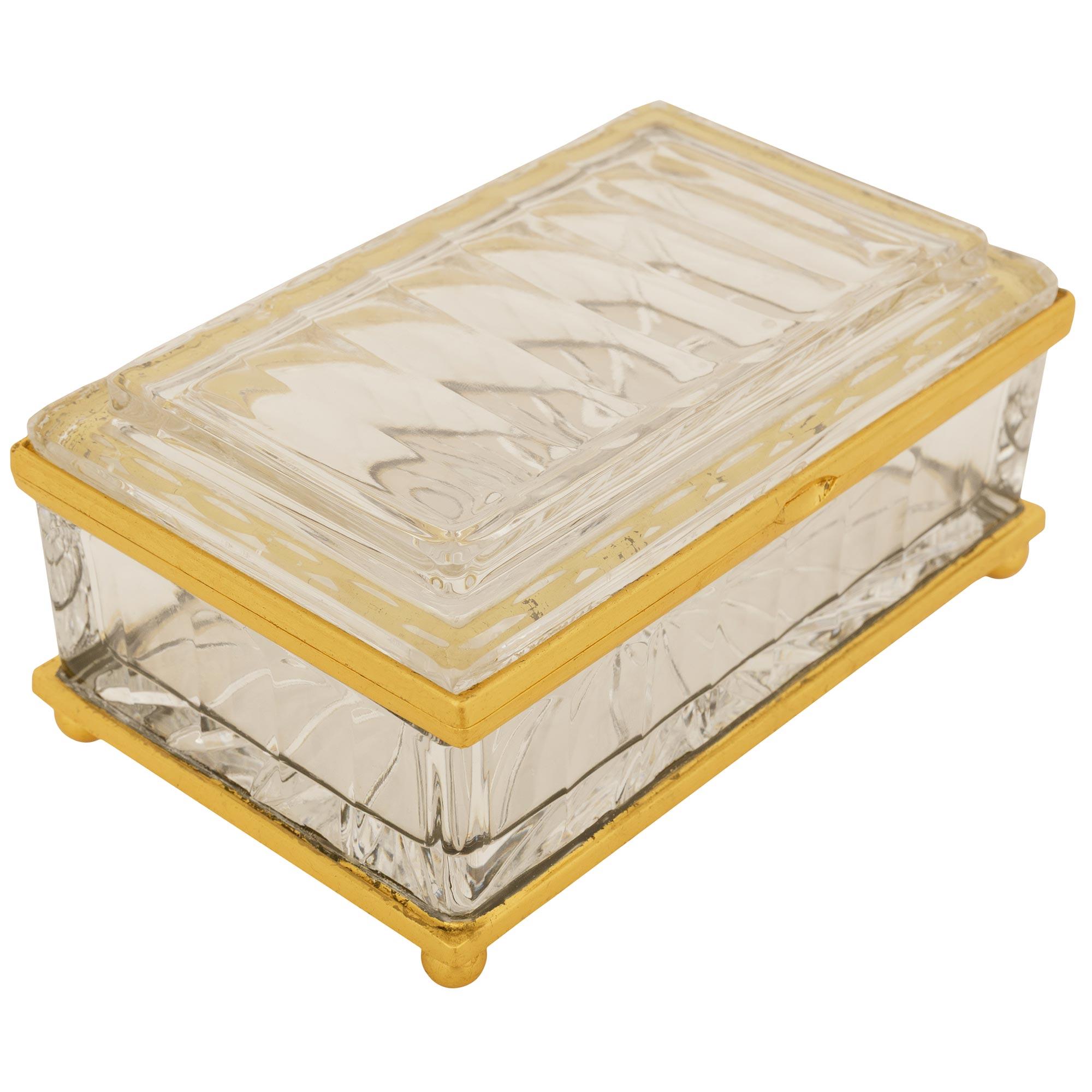 French Turn of the Century Louis XVI st. Crystal and Gilt Bronze box For Sale 6