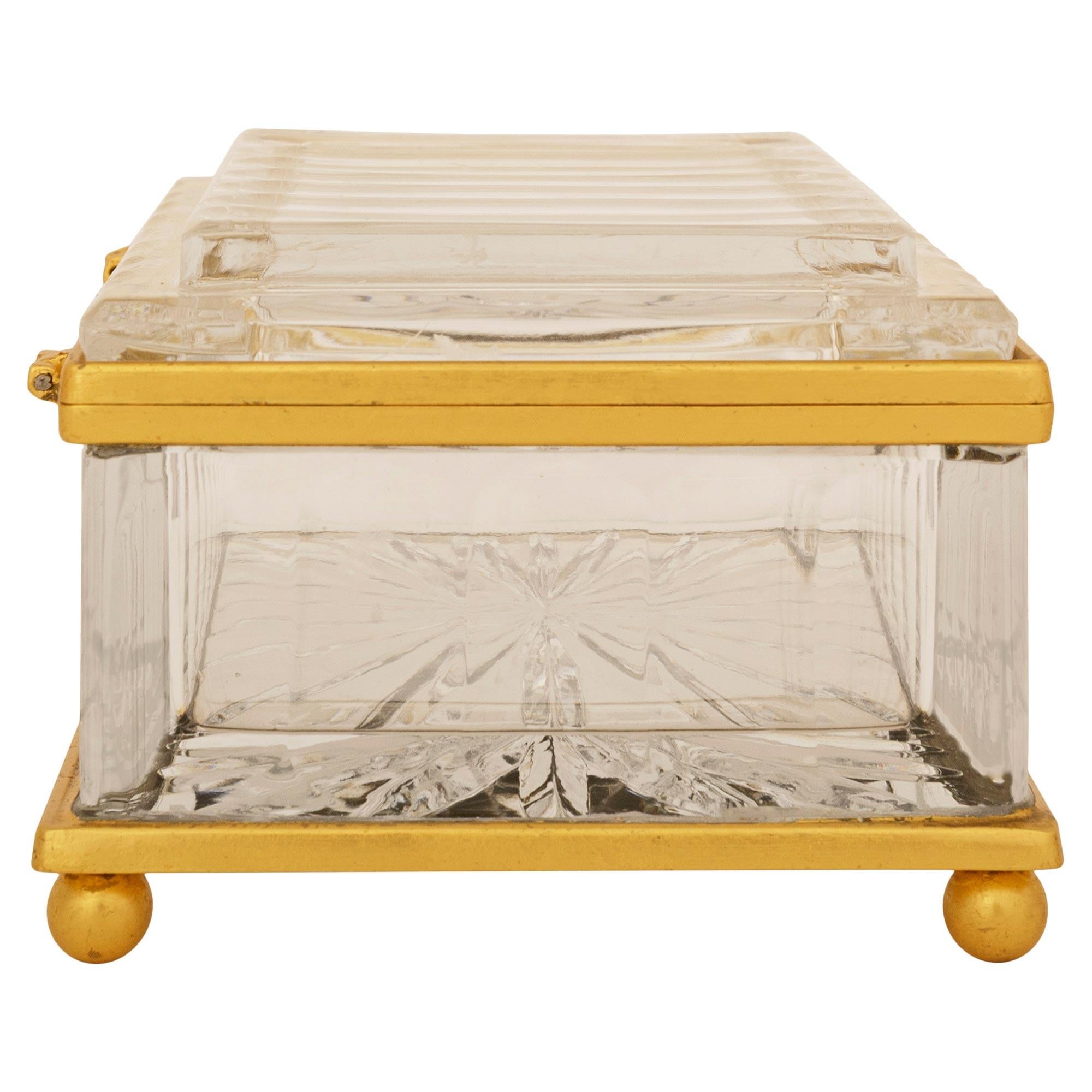 French Turn of the Century Louis XVI st. Crystal and Gilt Bronze box For Sale 1