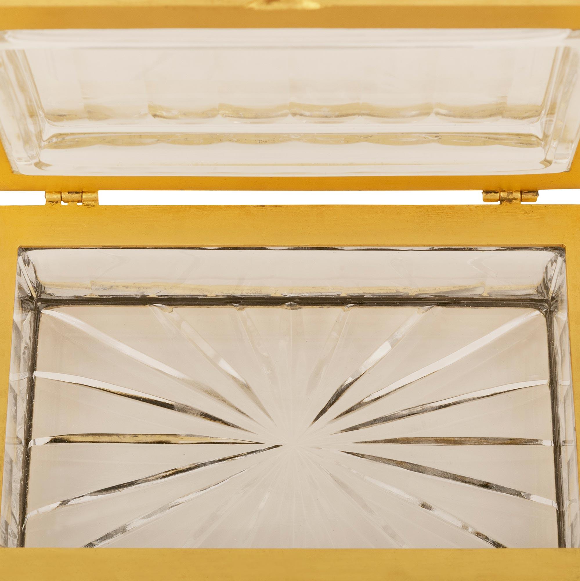 French Turn of the Century Louis XVI st. Crystal and Gilt Bronze box For Sale 5