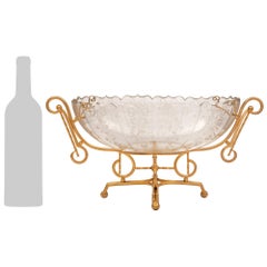 French Turn of the Century Louis XVI St. Etched Crystal and Ormolu Garniture Set