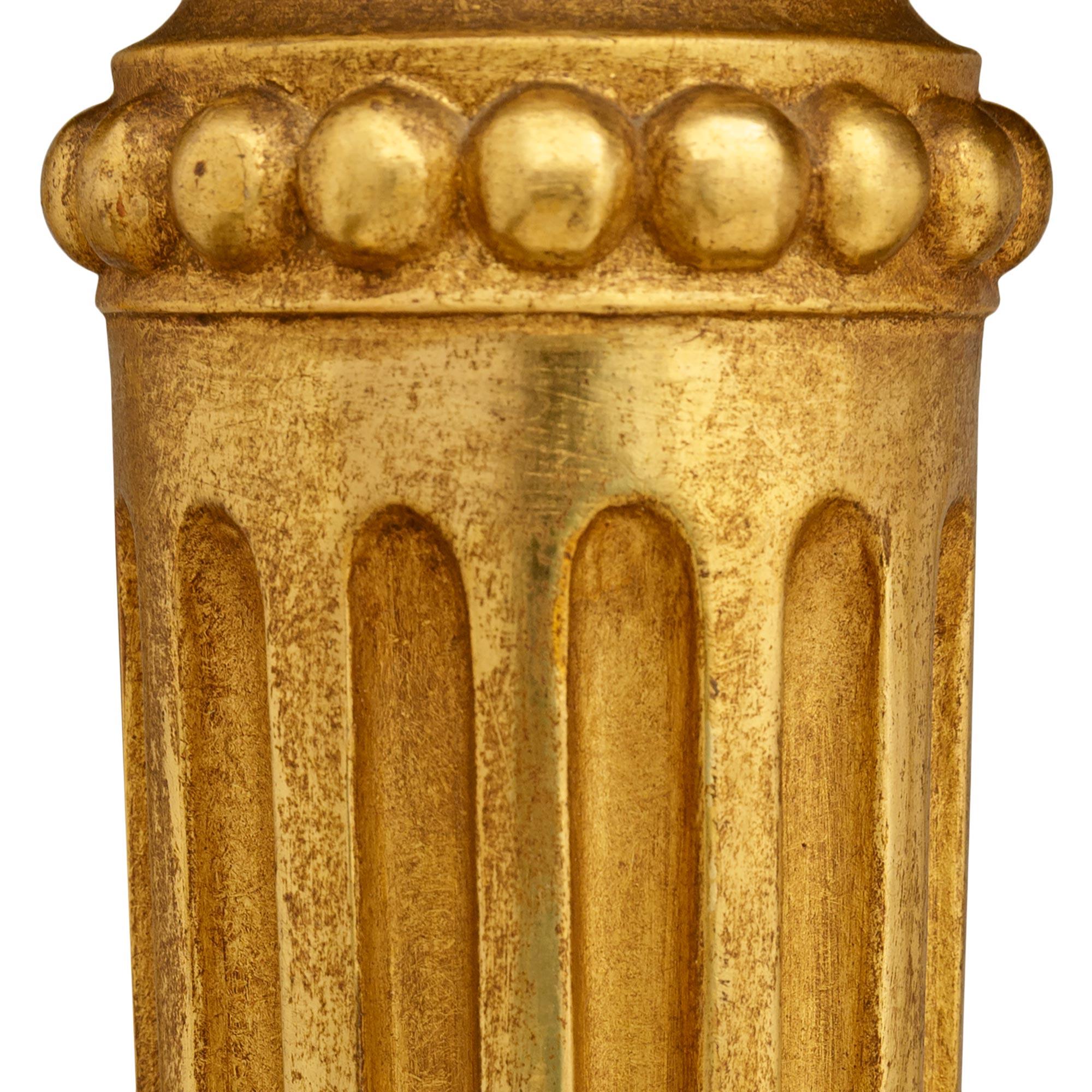 French Turn of the Century Louis XVI st. Giltwood and Carrara marble console For Sale 2