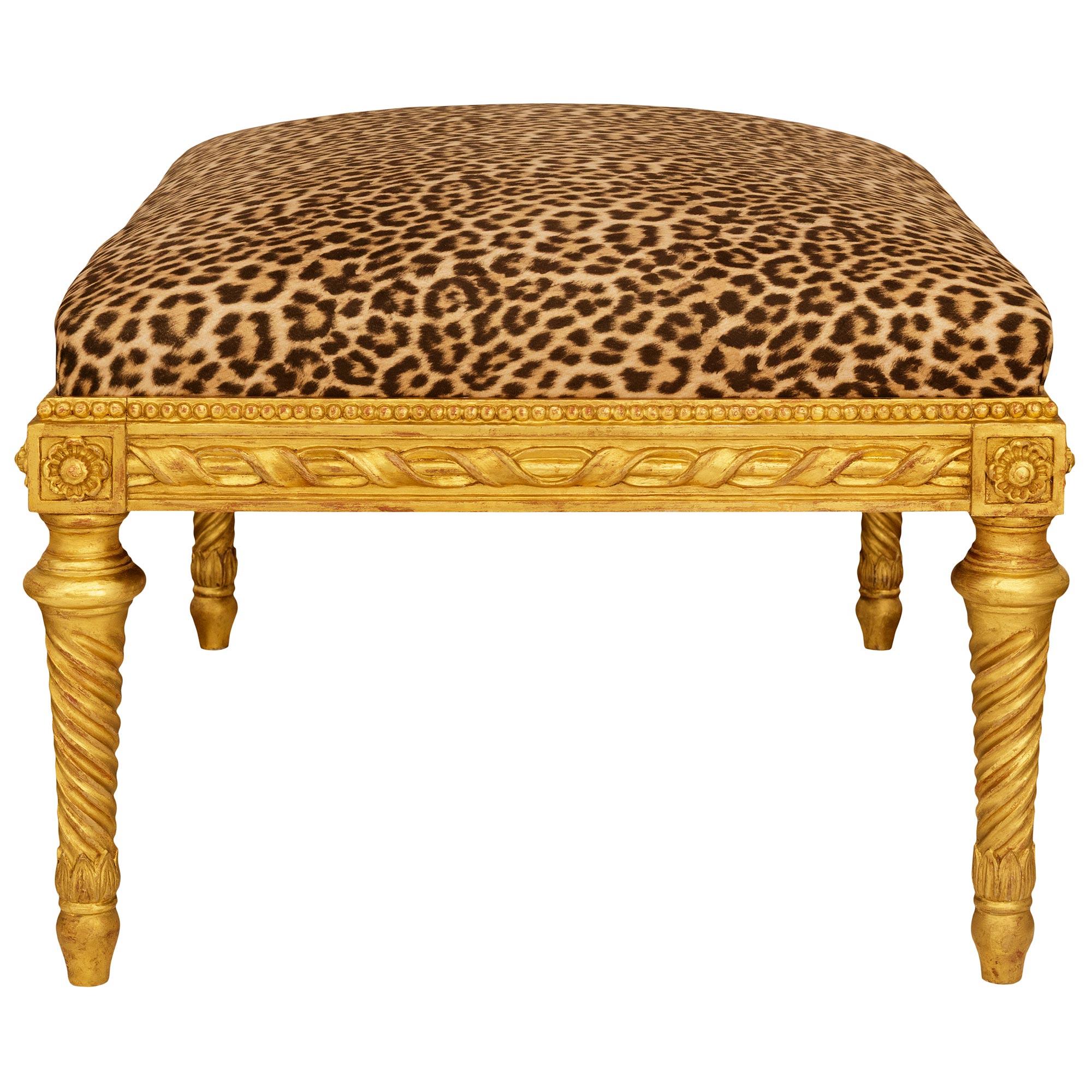 19th Century French Turn of the Century Louis XVI st. Giltwood bench For Sale