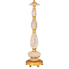 French Turn of the Century Louis XVI St. Giltwood, Metal, and Rock Crystal Lamp