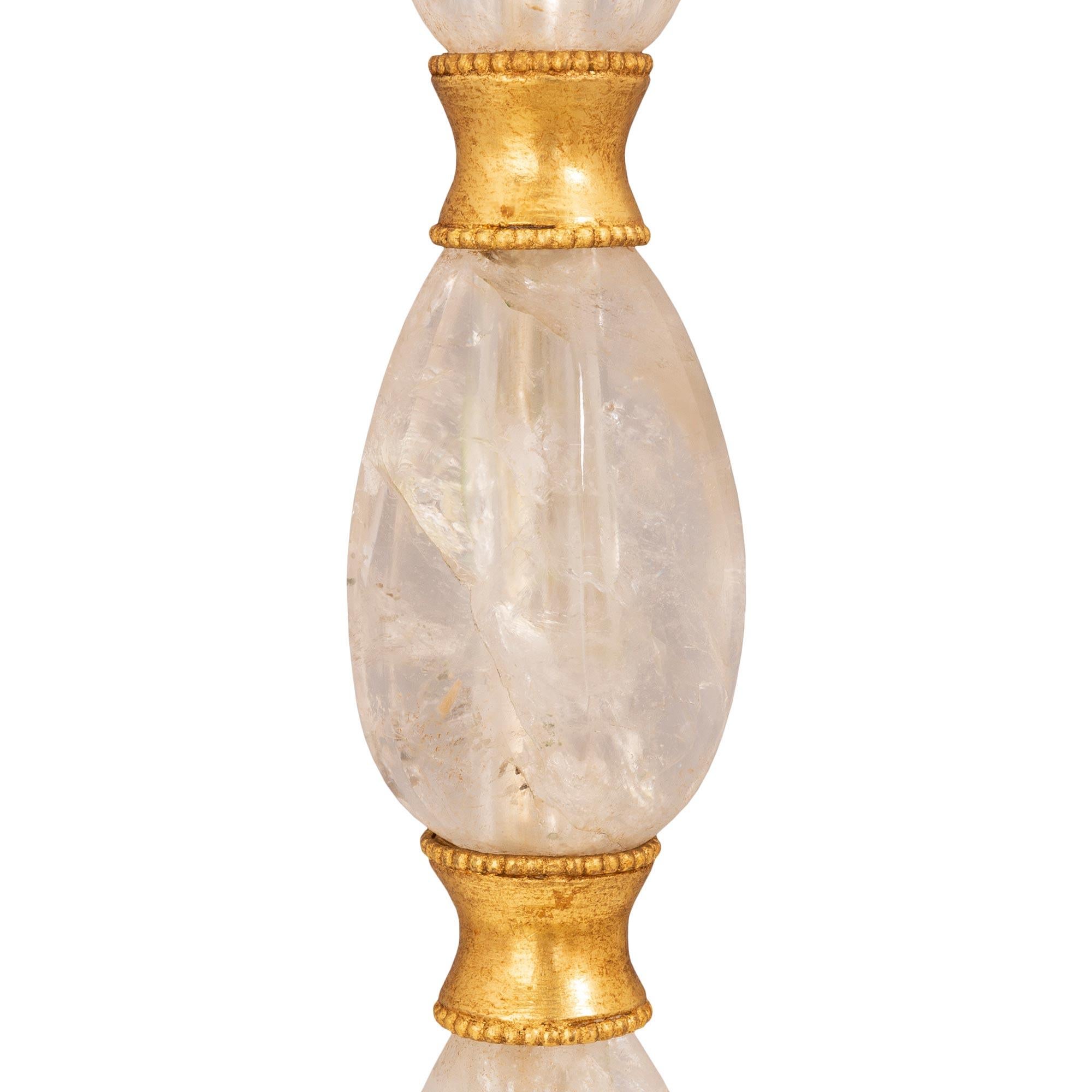 20th Century French Turn of the Century Louis XVI St. Giltwood, Metal, and Rock Crystal Lamp For Sale