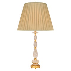 French Turn of the Century Louis XVI St. Giltwood, Metal, and Rock Crystal Lamp
