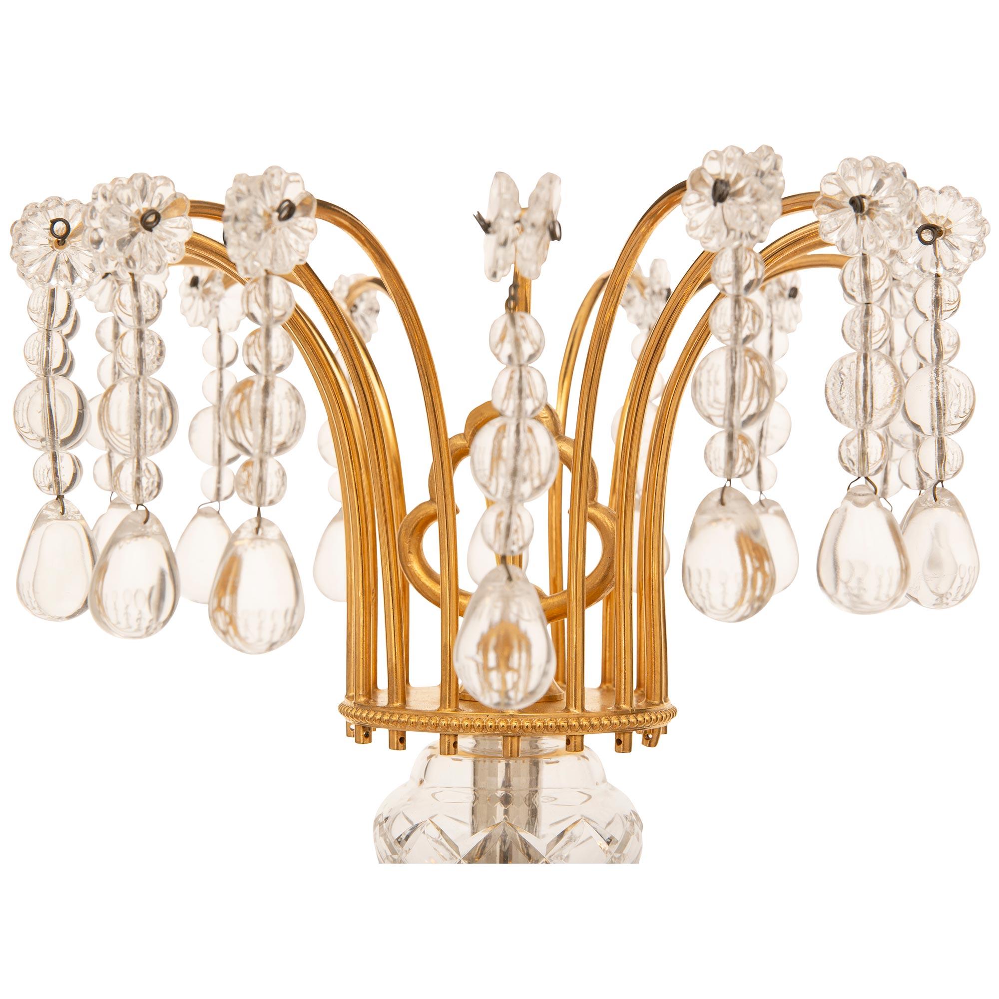 20th Century French Turn of the Century Louis XVI st. Ormolu and Crystal chandelier For Sale