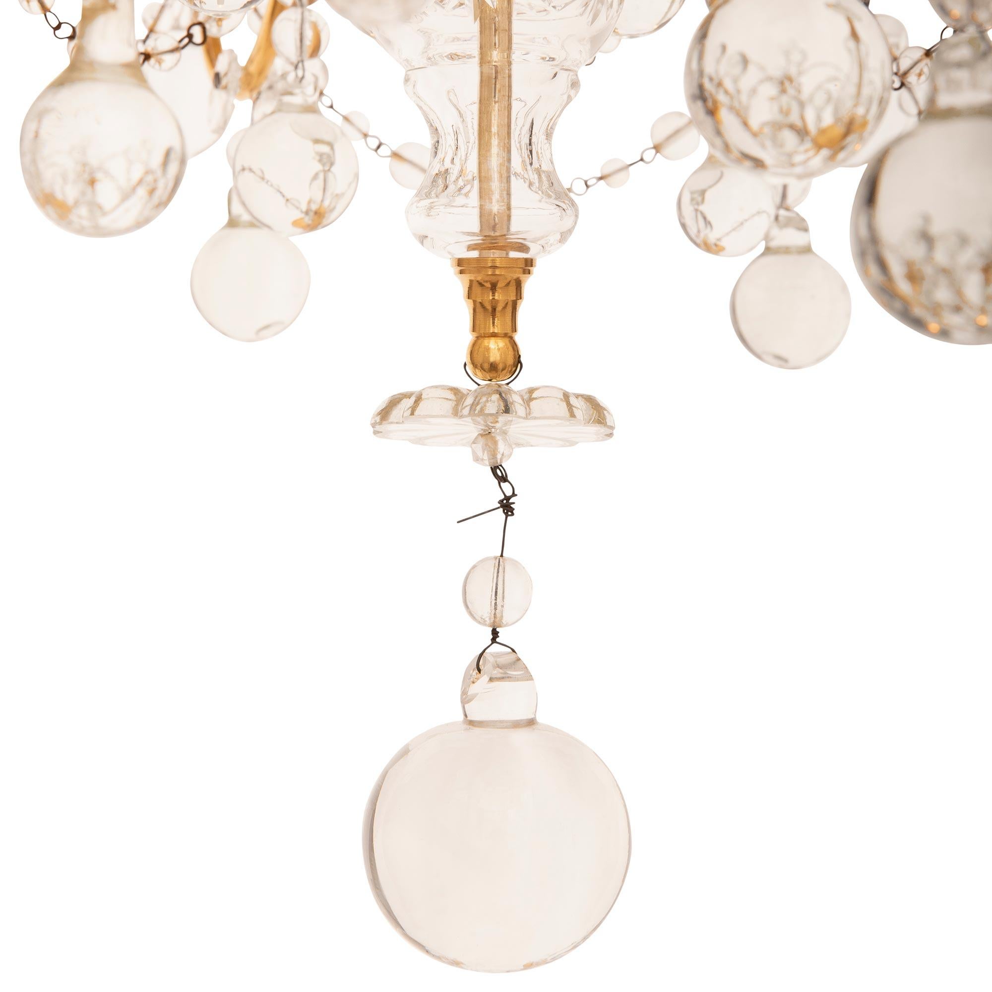 French Turn of the Century Louis XVI st. Ormolu and Crystal chandelier For Sale 4