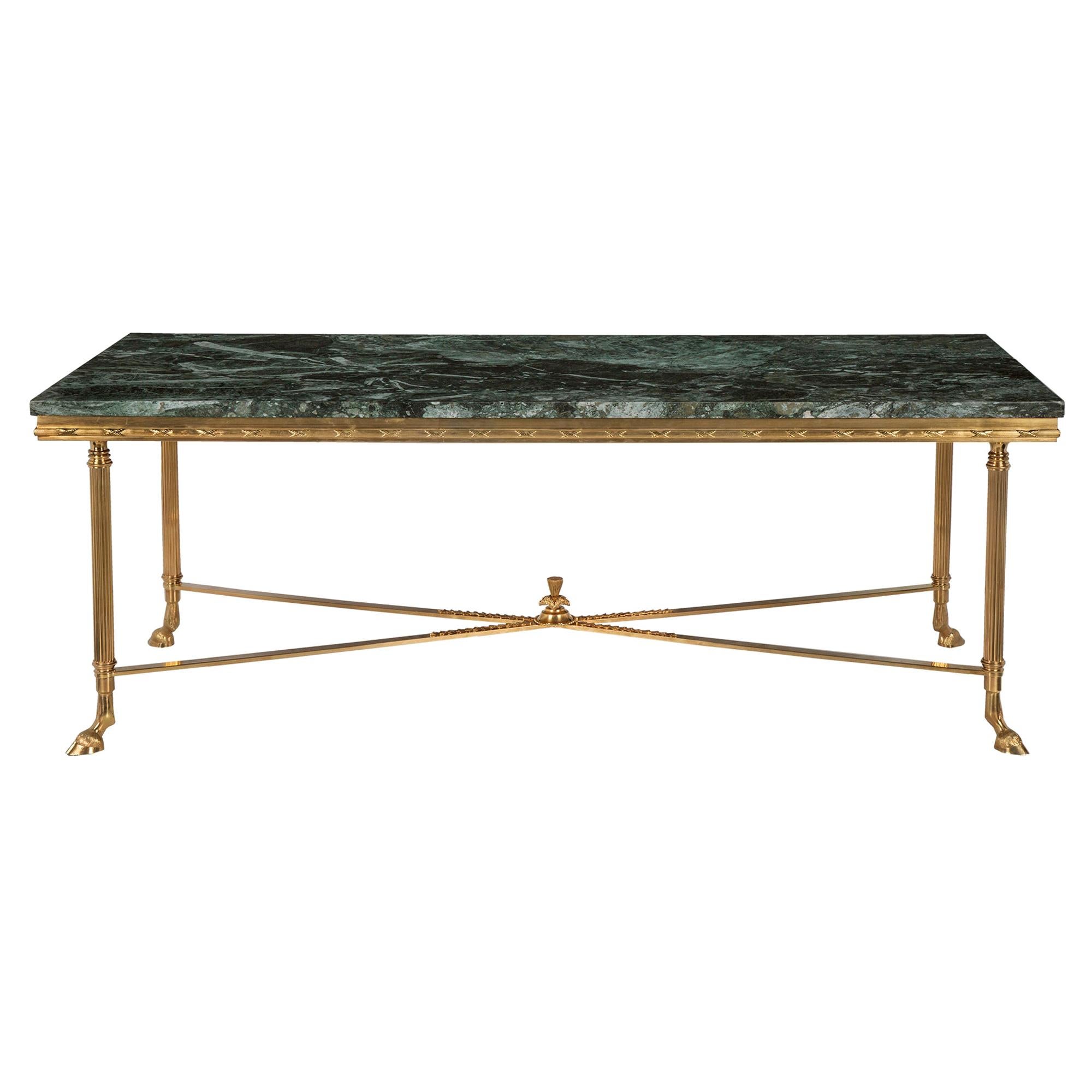 French Turn of the Century Louis XVI Style Ormolu and Marble Coffee Table