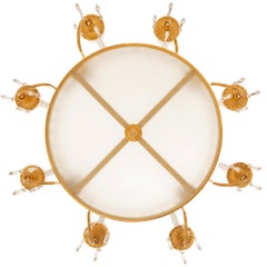 Französischer Kronleuchter aus Goldbronze, Kristall und Glas im Louis-XVI-Stil der Jahrhundertmitte