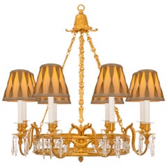 French Turn-of-the-century Louis XVI St. Ormolu, Crystal and Glass Chandelier