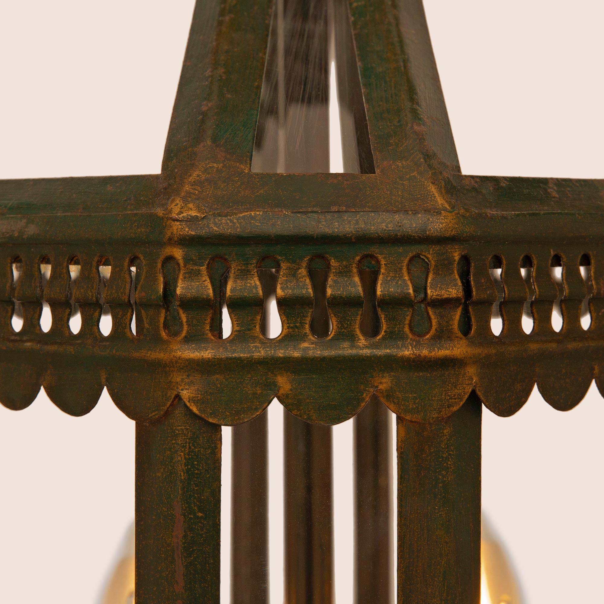 French Turn of the Century Louis XVI st. Wrought Iron lantern For Sale 3