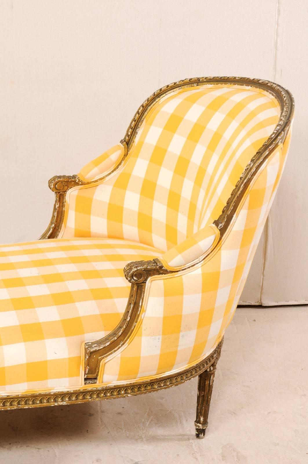 French Louis XVI Style Duchesse en Bateau Chaise Lounge Chair, Late 19th C.  In Good Condition For Sale In Atlanta, GA