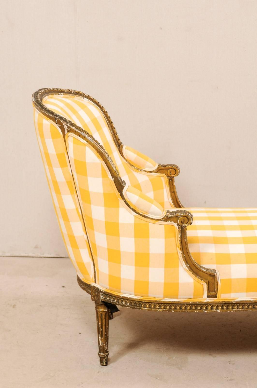 Upholstery French Louis XVI Style Duchesse en Bateau Chaise Lounge Chair, Late 19th C.  For Sale