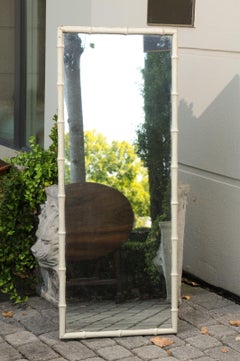 French Turn of the Century Painted Faux Bamboo Rectangular Mirror, circa 1900