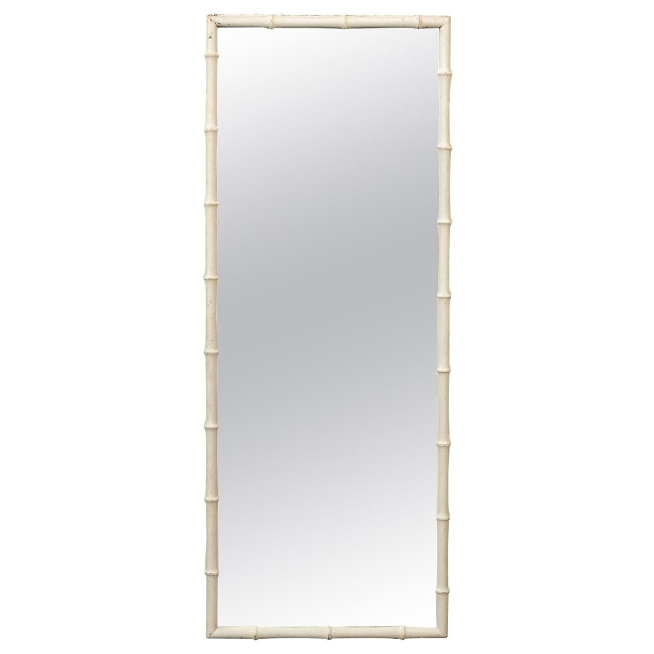 French Turn of the Century Painted Faux Bamboo Rectangular Mirror, circa 1900 For Sale