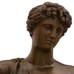 French Turn Of The Century Patinated Bronze Electrified Statue/Lamp Of Hebe