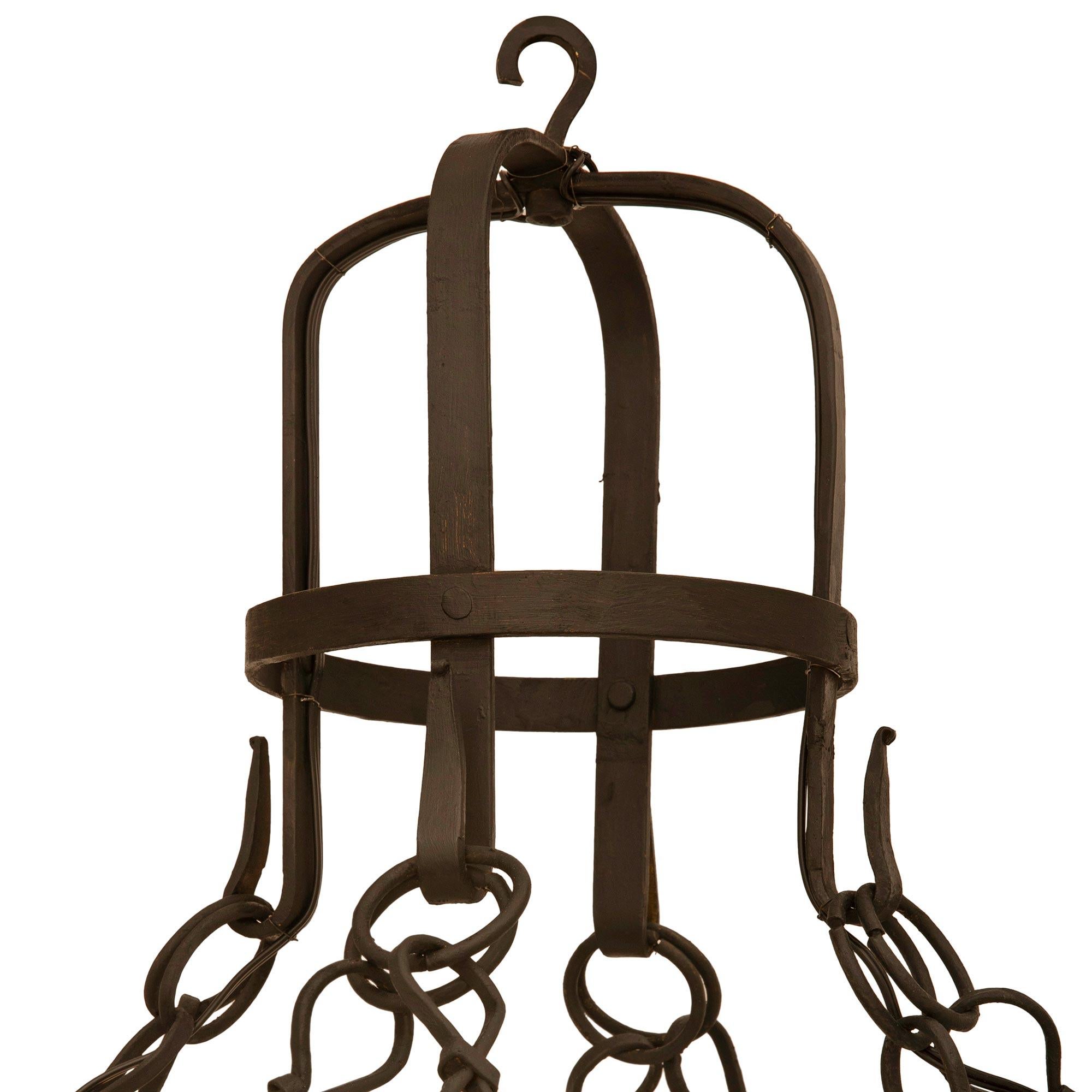 20th Century French Turn Of The Century Renaissance St. Wrought Iron Chandelier For Sale