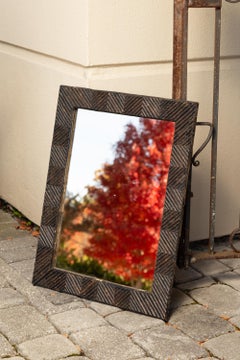 French Turn of the Century Rustic Twig Mirror with Geometric Motifs, circa 1900