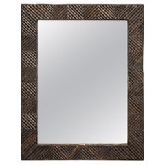 French Turn of the Century Rustic Twig Mirror with Geometric Motifs, circa 1900