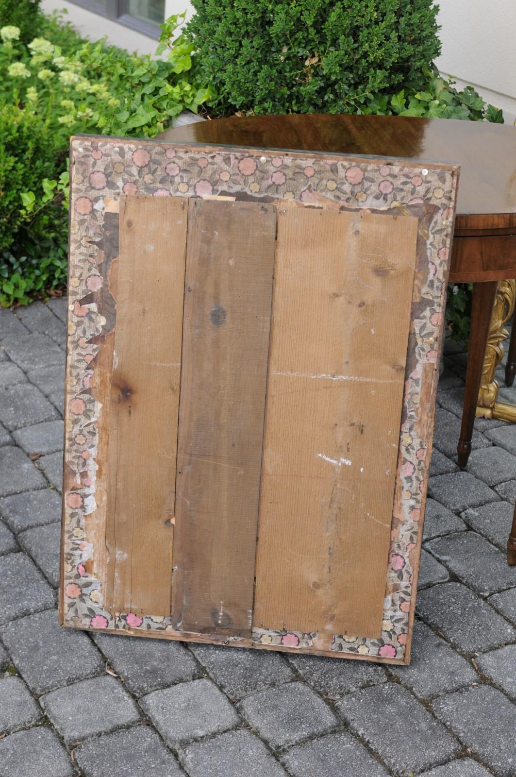 French Turn of the Century Tramp Art Wall Mirror with Brown Patina, circa 1900 2