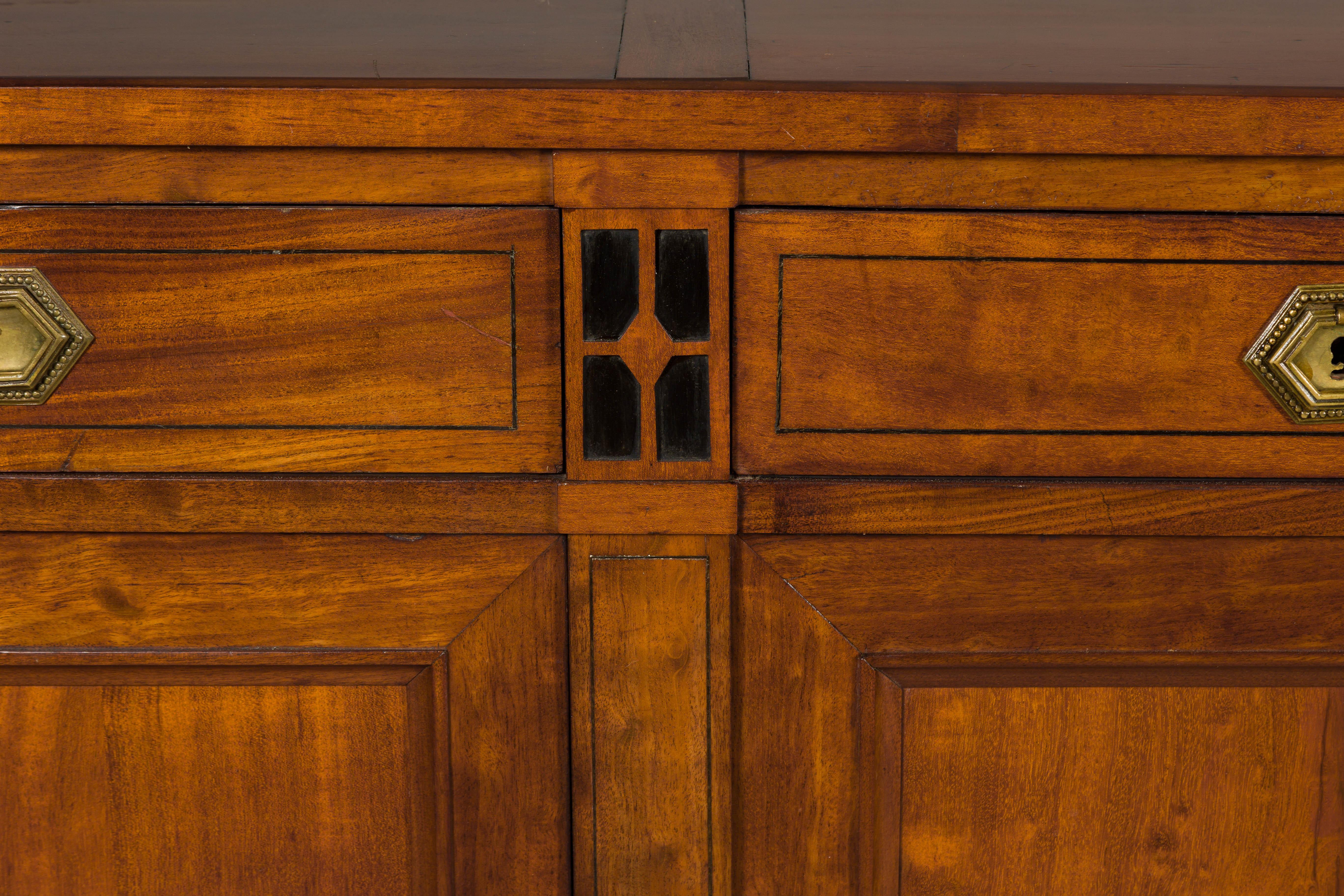 French Turn of the Century Walnut Enfilade with Four Drawers over Four Doors 4