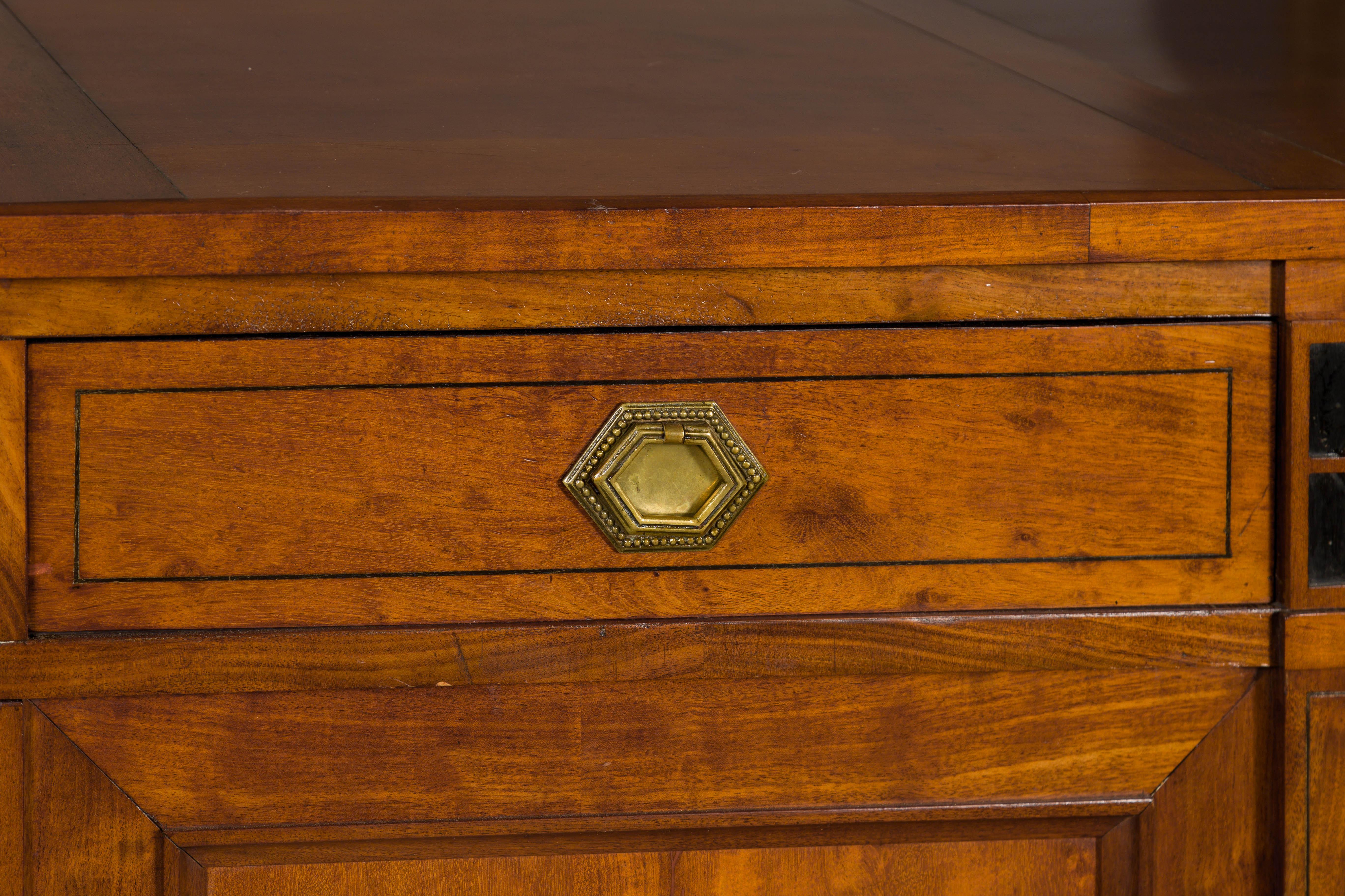 French Turn of the Century Walnut Enfilade with Four Drawers over Four Doors 5