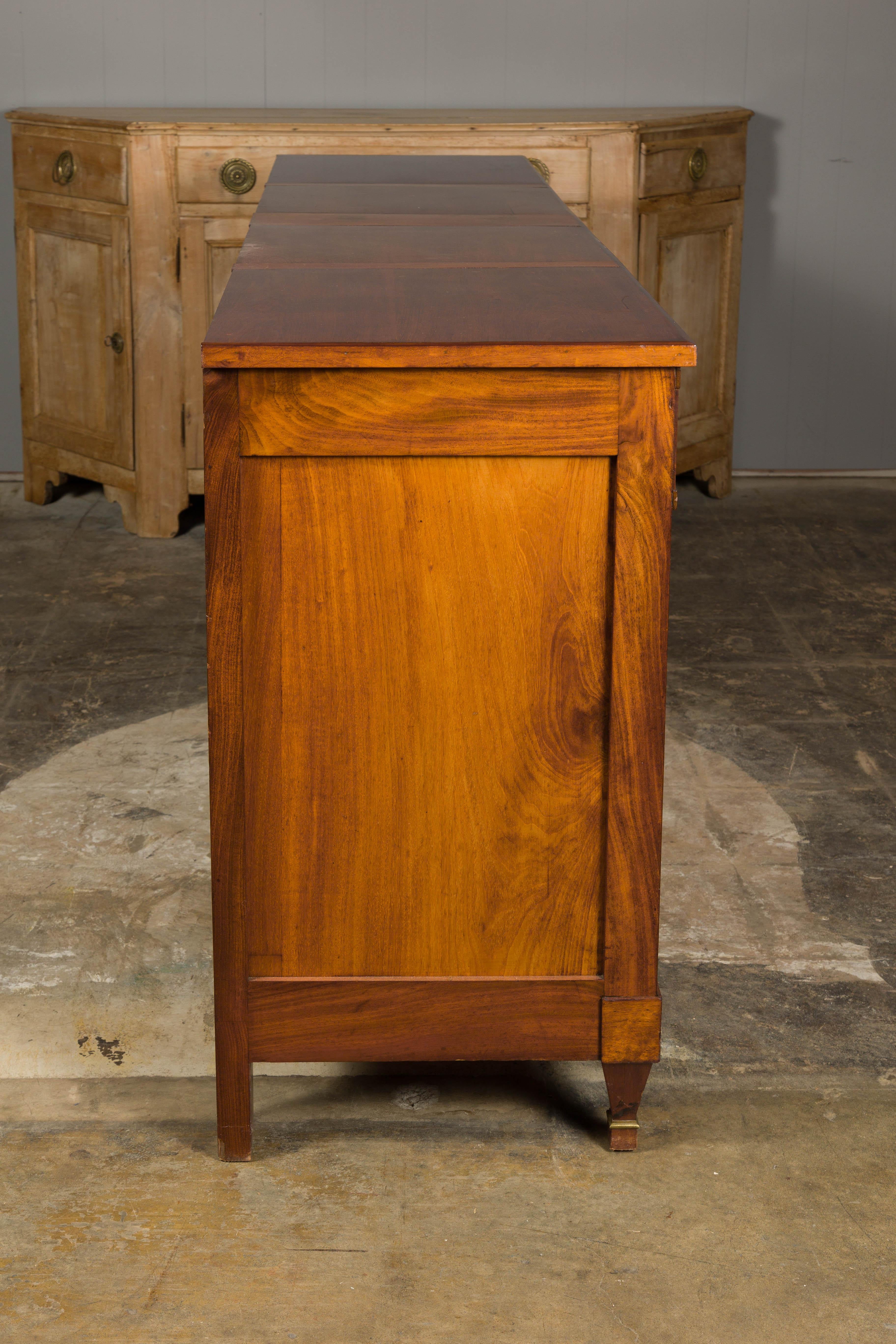 French Turn of the Century Walnut Enfilade with Four Drawers over Four Doors 8