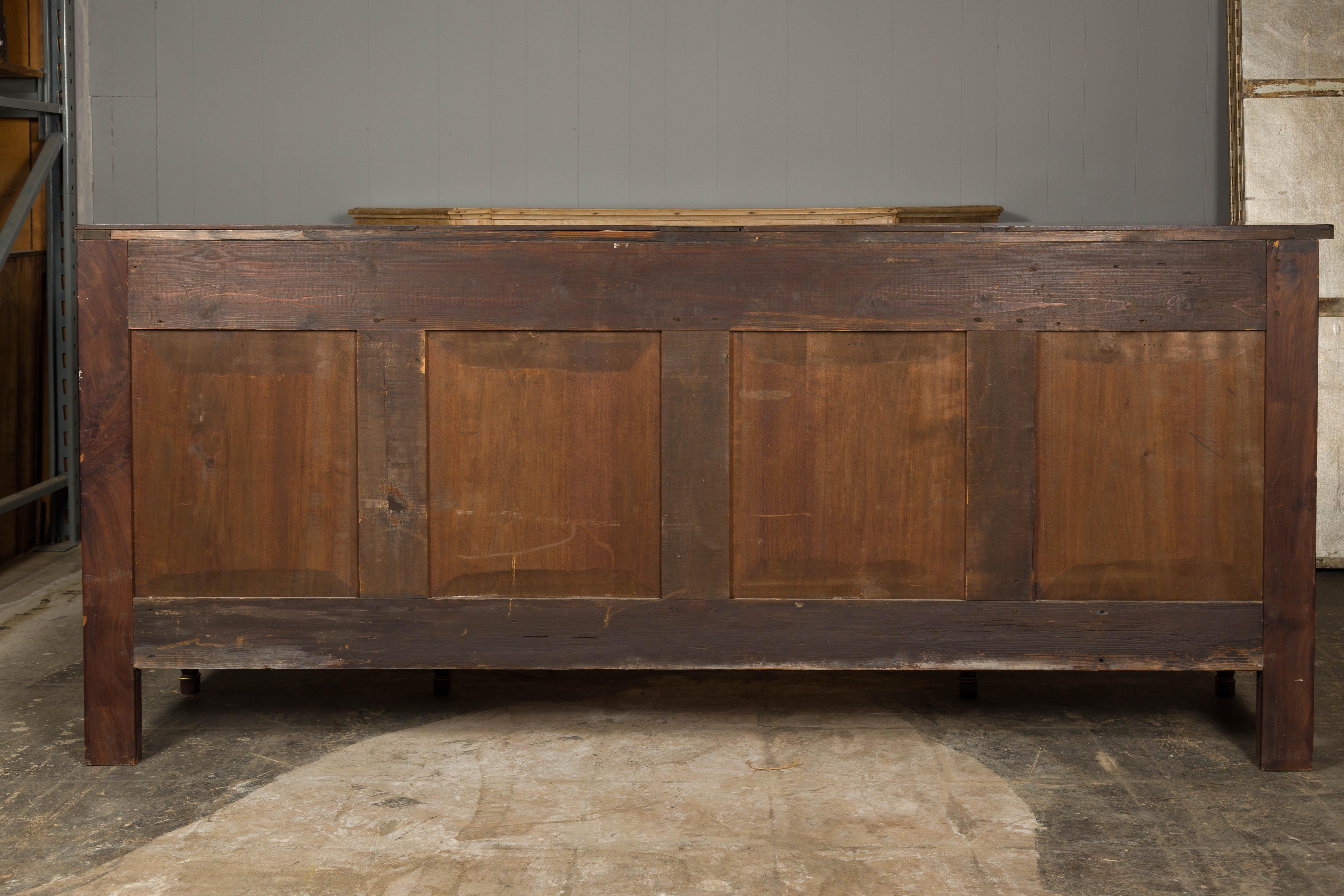 French Turn of the Century Walnut Enfilade with Four Drawers over Four Doors 10