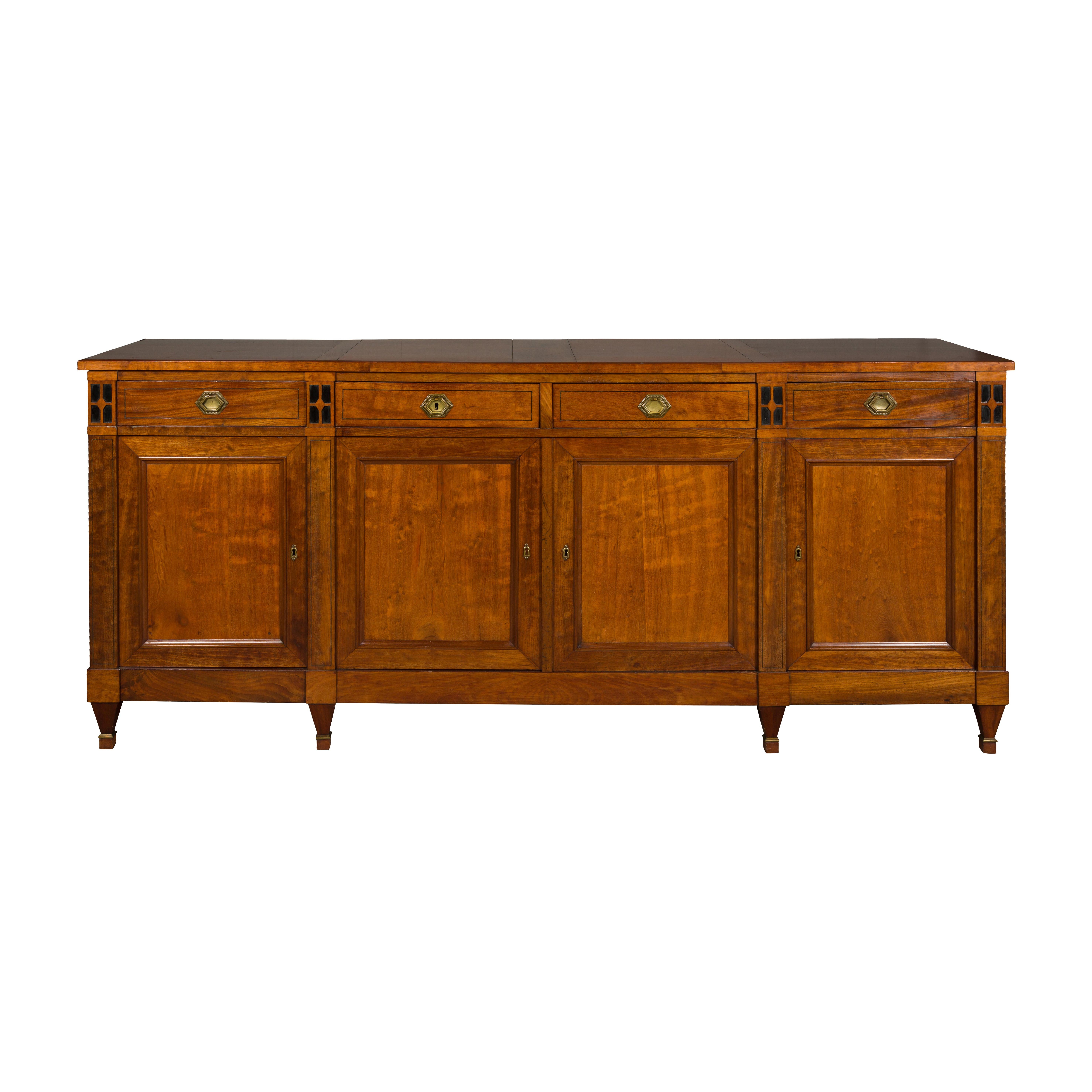 French Turn of the Century Walnut Enfilade with Four Drawers over Four Doors 12