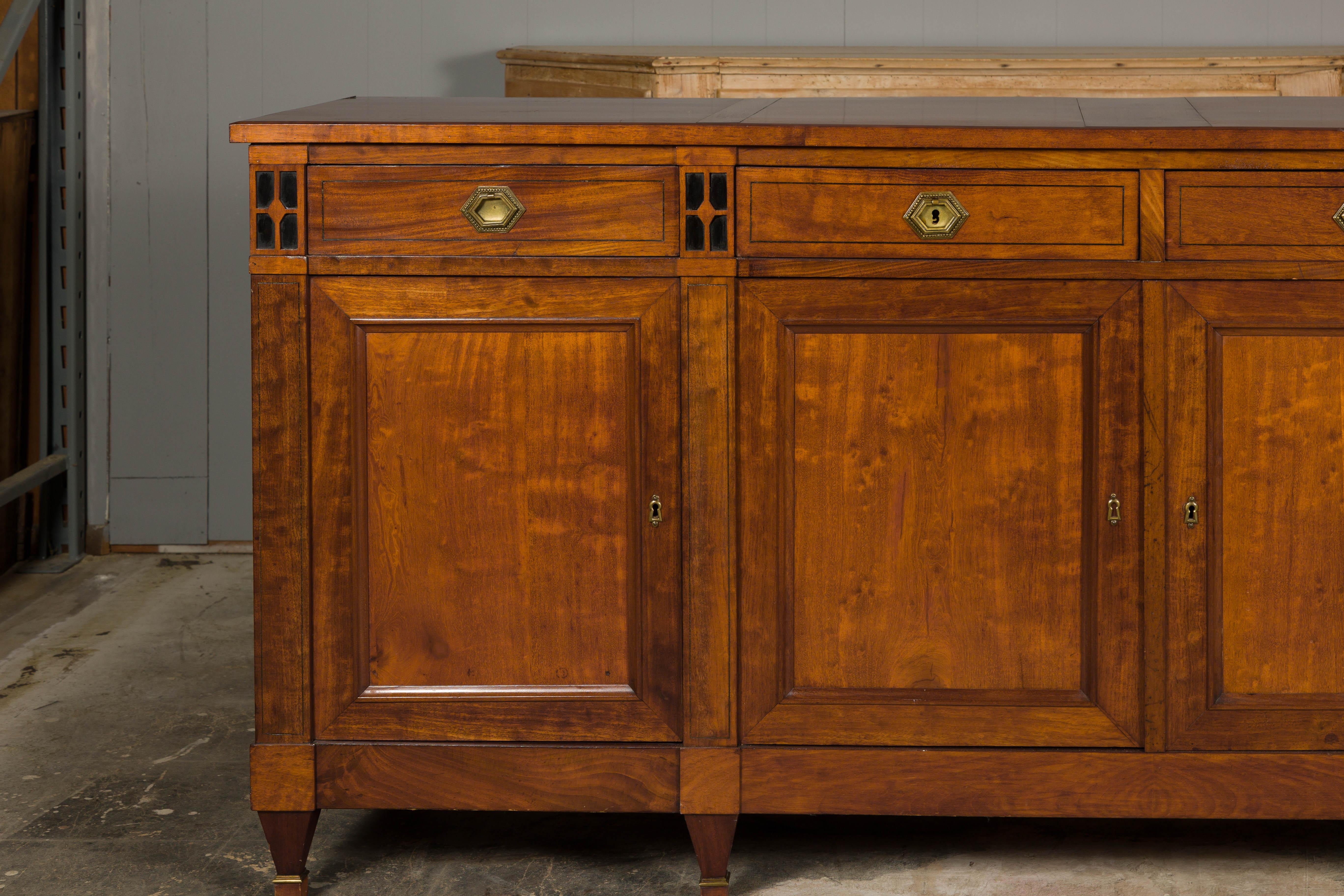 20th Century French Turn of the Century Walnut Enfilade with Four Drawers over Four Doors