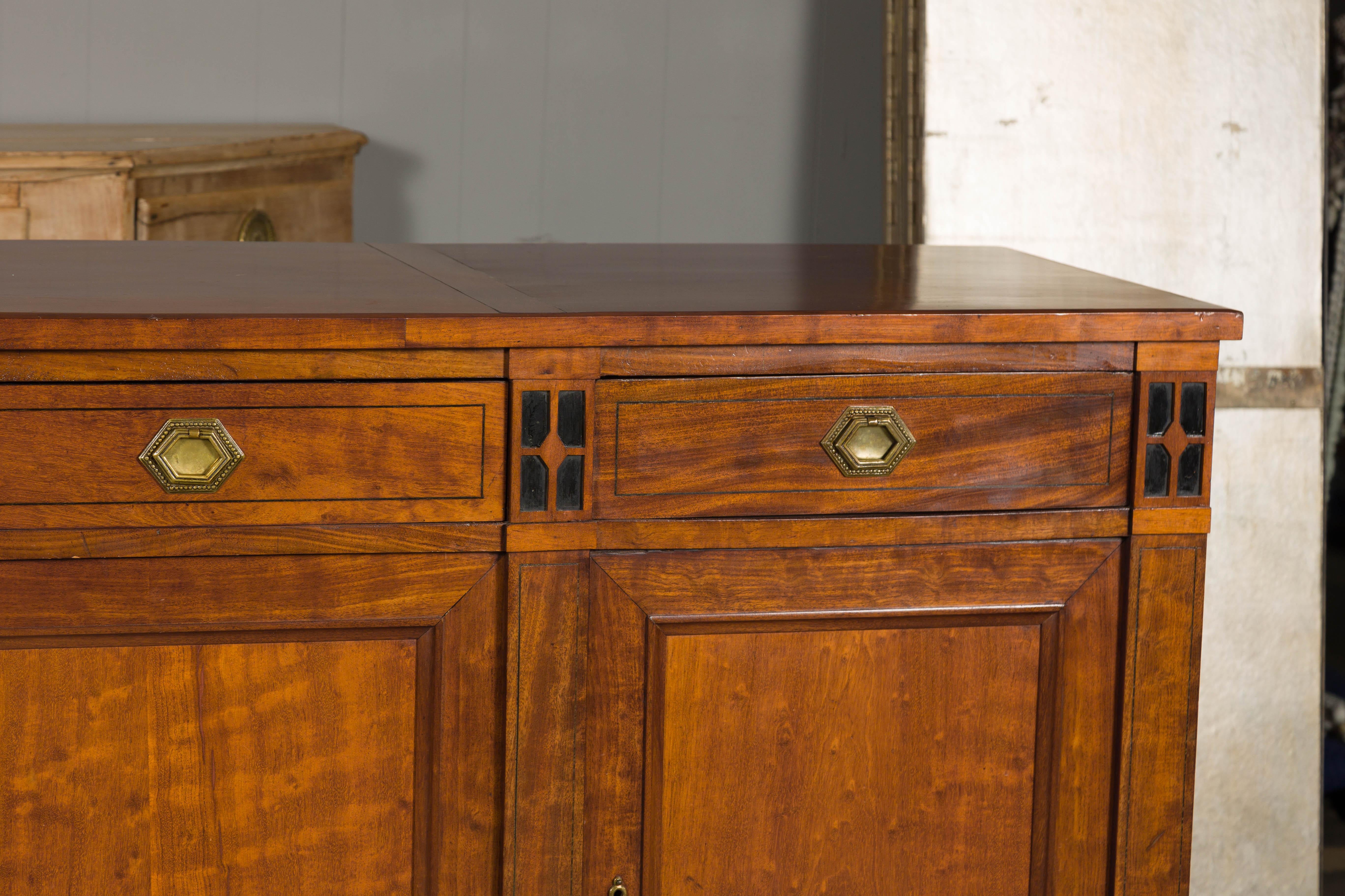 French Turn of the Century Walnut Enfilade with Four Drawers over Four Doors 3