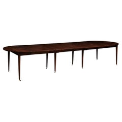 French Turn of the Century Walnut Extension Dining Table With Five Leaves