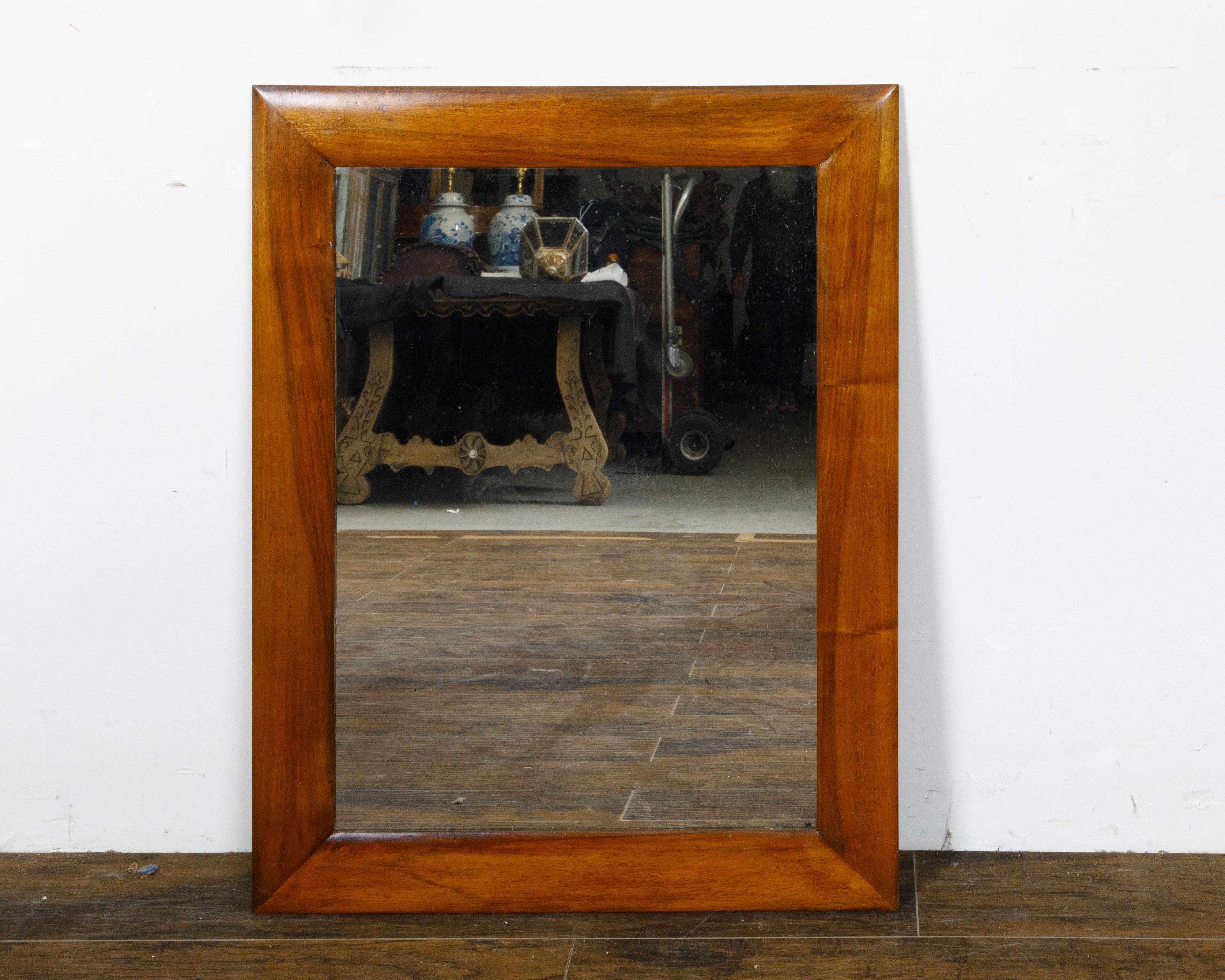 20th Century French Turn of the Century Walnut Rectangular Mirror, circa 1900 For Sale