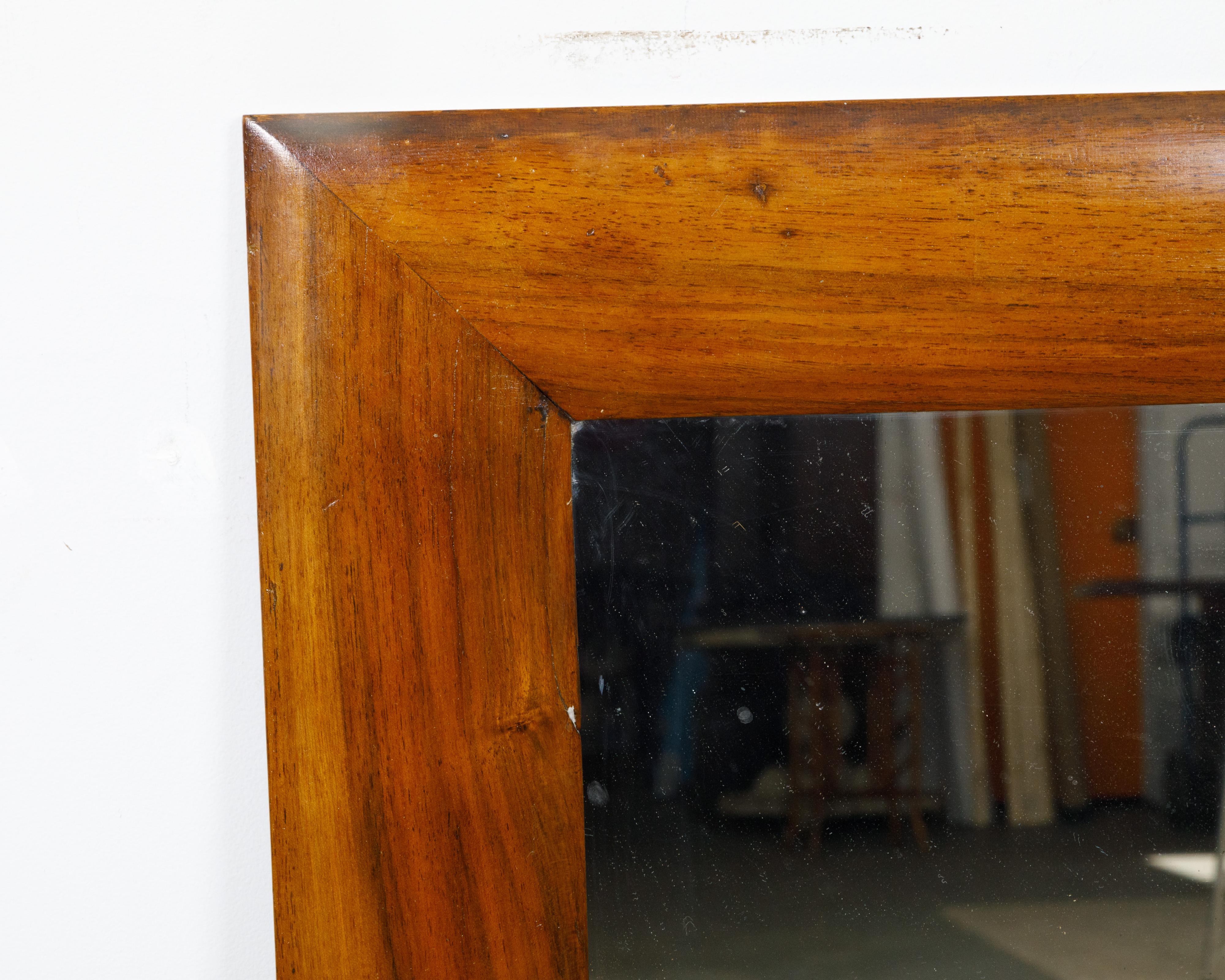 French Turn of the Century Walnut Rectangular Mirror, circa 1900 For Sale 4