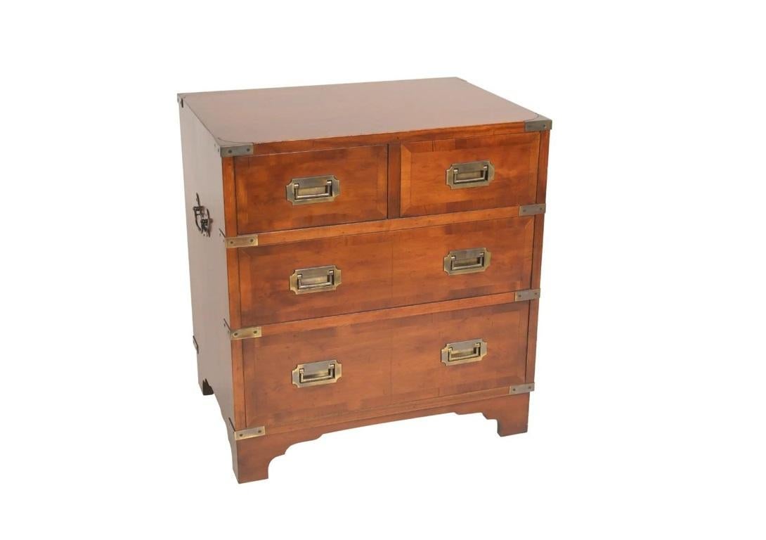A small French natural wood navy chest from the early 20th century, with brass hardware. Created in France during the early years of the 20th century, this small navy chest, inspired by those made for the 
