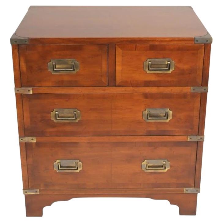 French Turn of the Century Wood Navy Chest with Brass Hardware For Sale