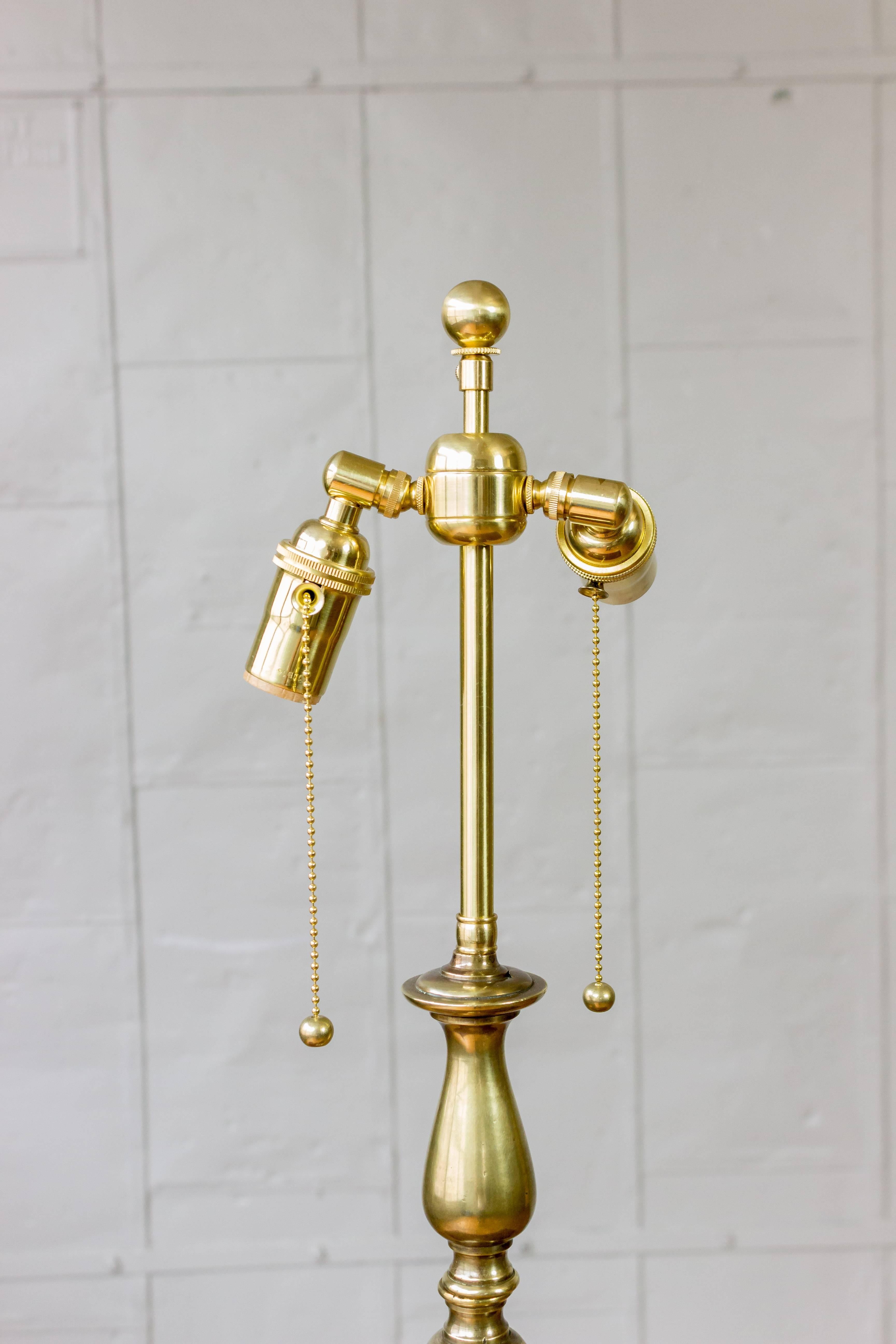 Neoclassical French Turned and Cast Brass and Bronze Floor Lamp